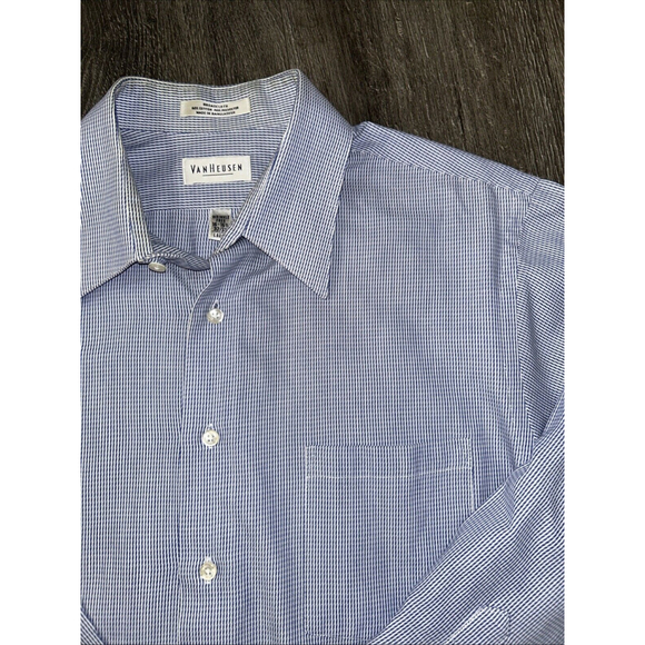Van Heusen Other - Van Heusen 16 16.5 32/33 Blue Weave Broadcloth Long Sleeve Shirt